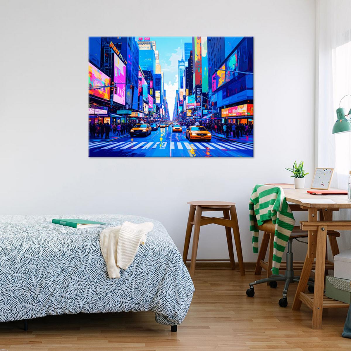 LEINWANDBILD New York Taxi bunte Stadt 90x60cm - Multicolor, Textil (90/60cm) - Feeby