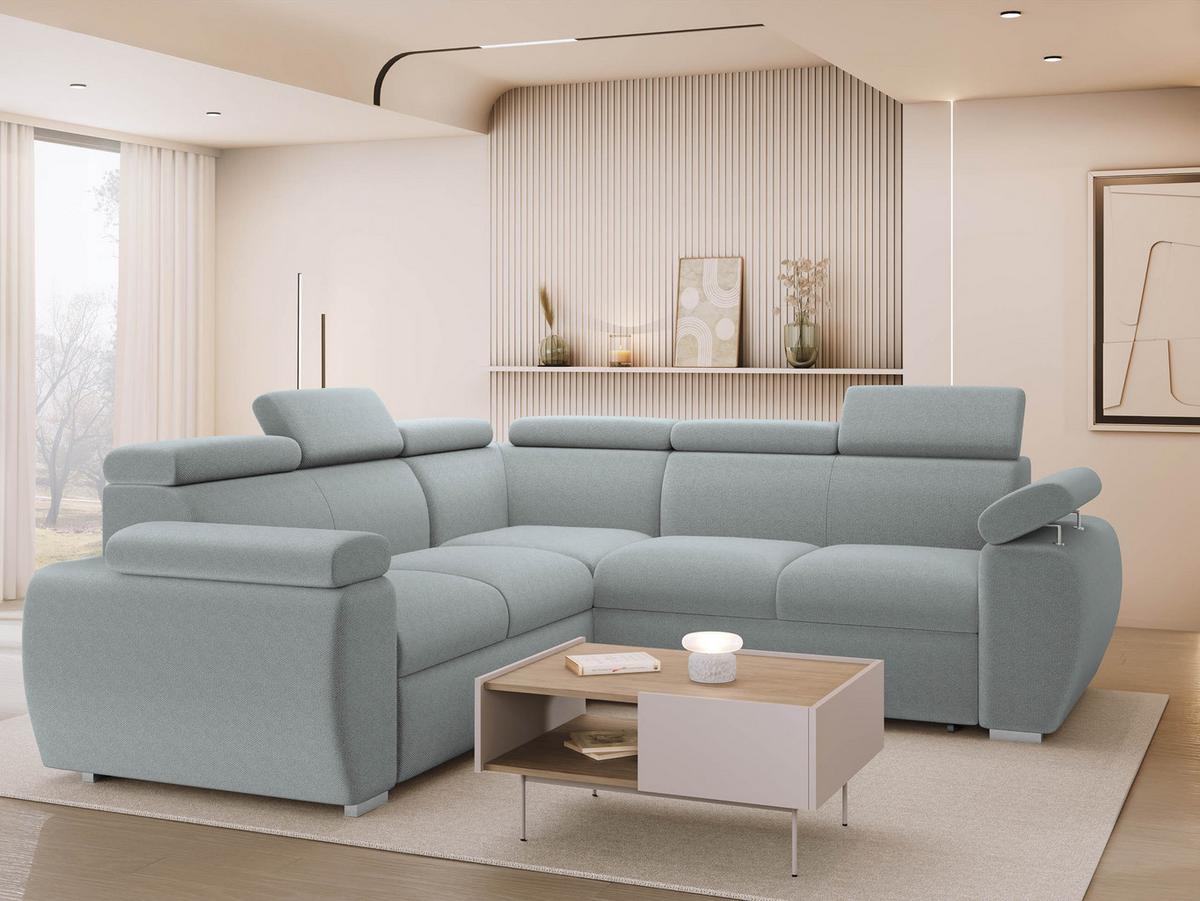 ECKSOFA Boston Maxi - Chromfarben/Blaugrau, Holz/Textil (260/260cm) - MIRJAN24