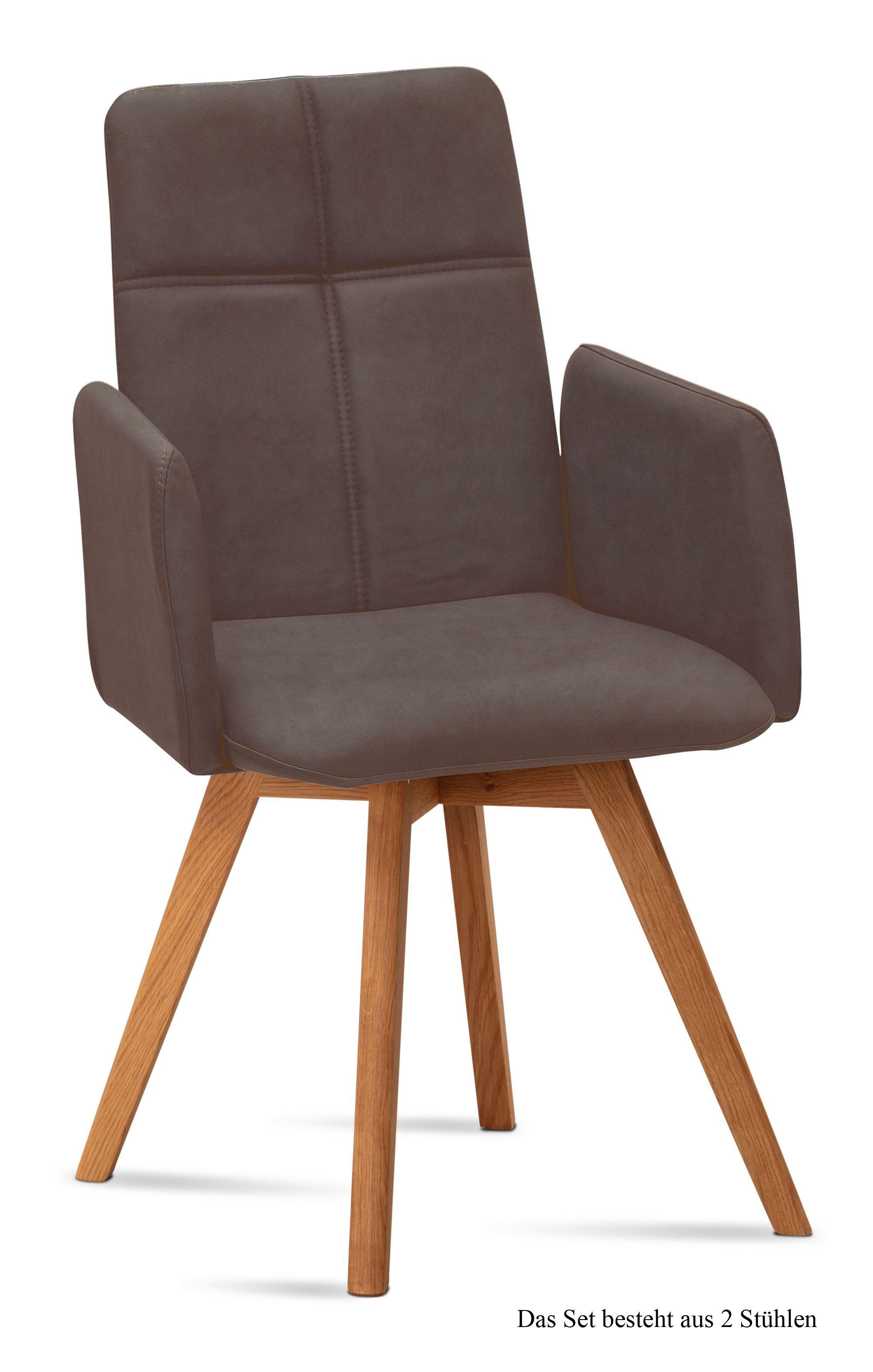 ARMLEHNSTUHL (2er-Set) Dinah 52x92x60 Eiche geölt/Braun - Eichefarben/Braun, Kunststoff (60/92/52cm) - 58aufmkessel