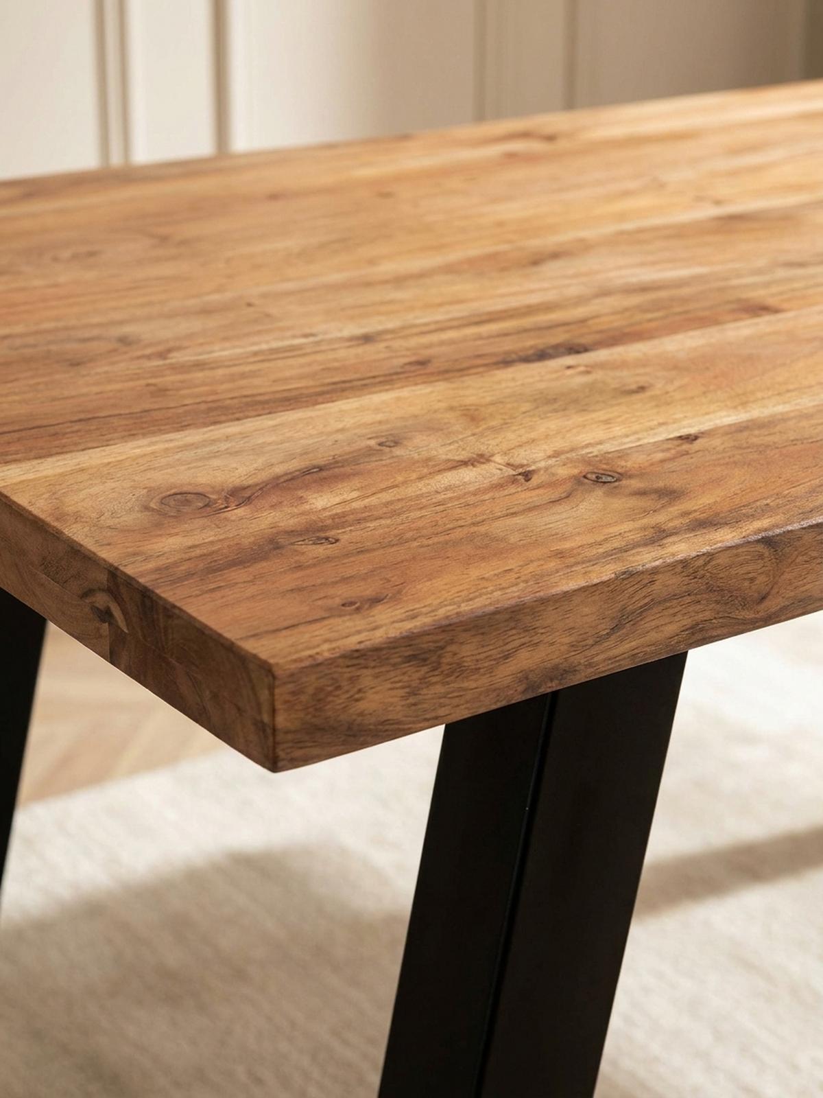 ESSTISCH Massivholz Baumkante Metall U-Gestell Handgefertigt ATOLL, Goldbraun-Schwarz 200x100x76 cm - Schwarz/Braun, Holz/Metall (100/200/76cm) - KADIMA DESIGN