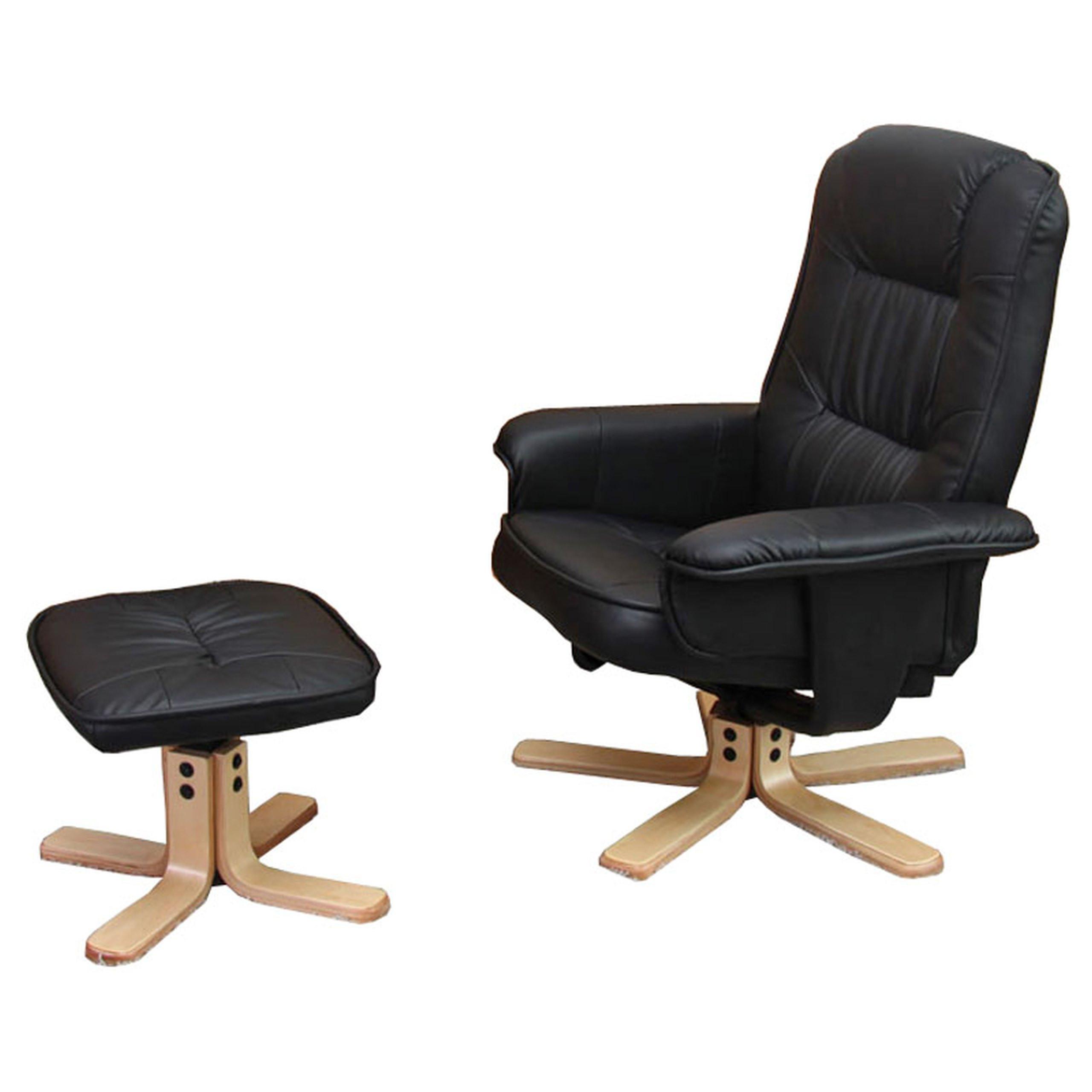 RELAXSESSEL MIT HOCKER Schwarz - Schwarz, Textil (80/100/105cm) - MCW