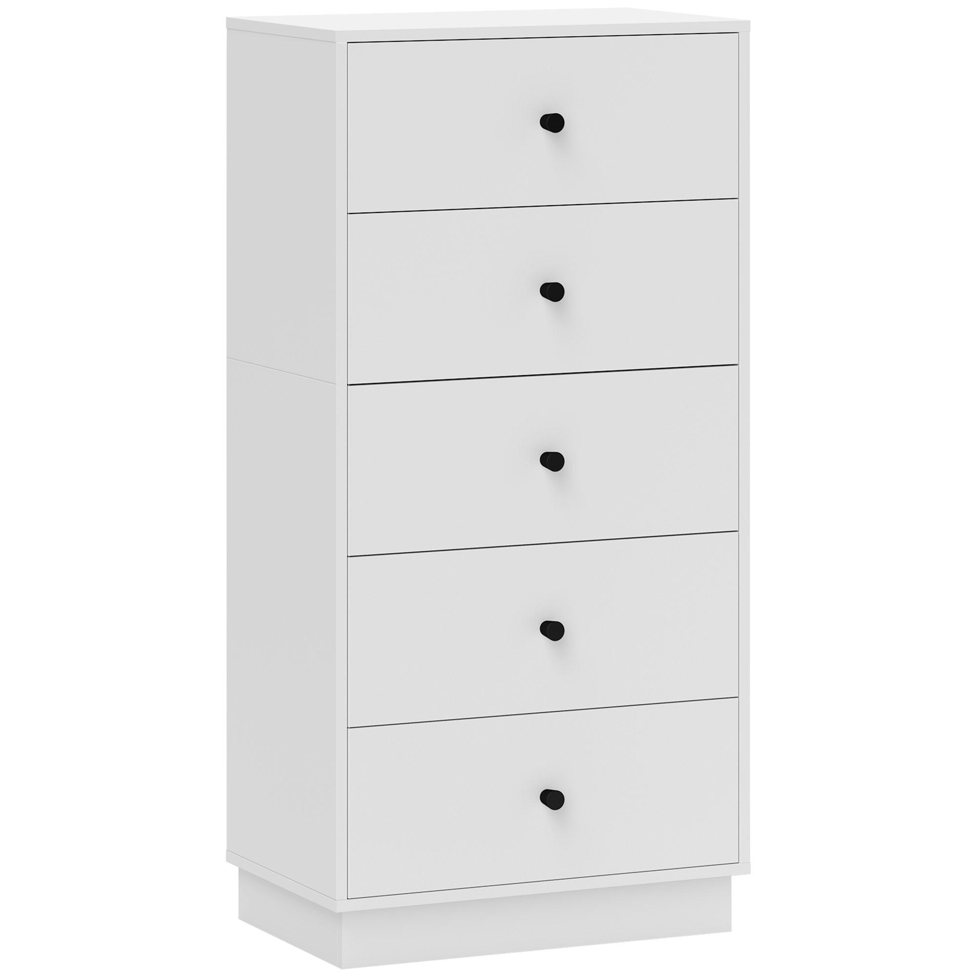 KOMMODE Sideboard mit 5 Schubladen Schrank aus Holzwerkstoff 47 x 29 x 95 cm Weiß - Weiß, Holzwerkstoff (29/95/47cm) - HOMCOM
