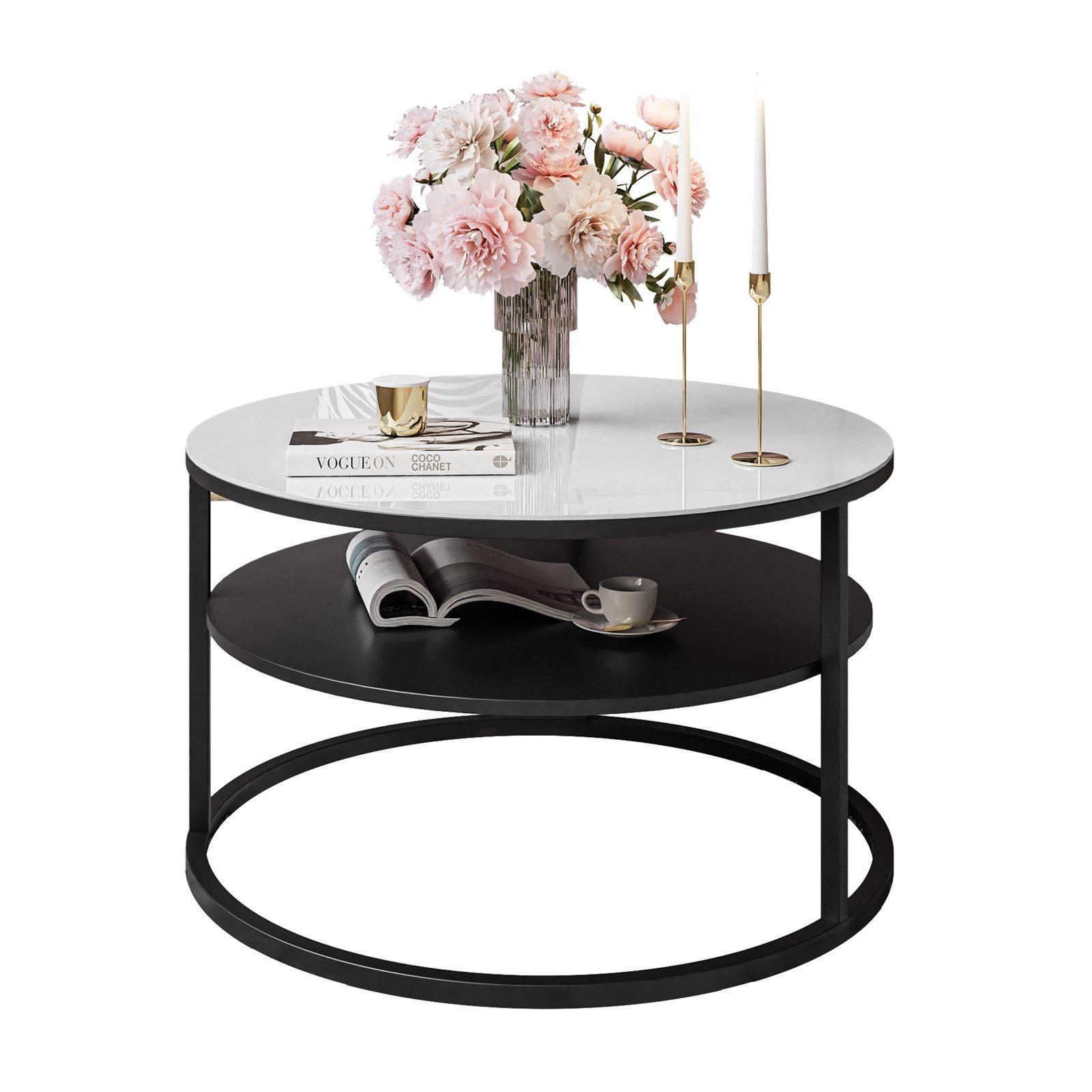 COUCHTISCH CIRI GLASS mit Regal - Schwarz/Weiß, Glas (70/70/47.4cm) - Lookway