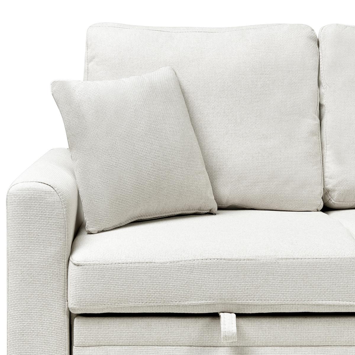 ECKSCHLAFSOFA 3-Sitzer Kunstleinen Hellbeige linksseitig Nassjo - Beige, Textil (210/131cm) - Beliani