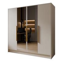 DREHTÜRENSCHRANK RENVO 200/200/51 cm Modern Kleiderschrank 4-türig mit Spiegel Kaschmir - Kaschmir, Holzwerkstoff (200/200/51cm) - MASSENO