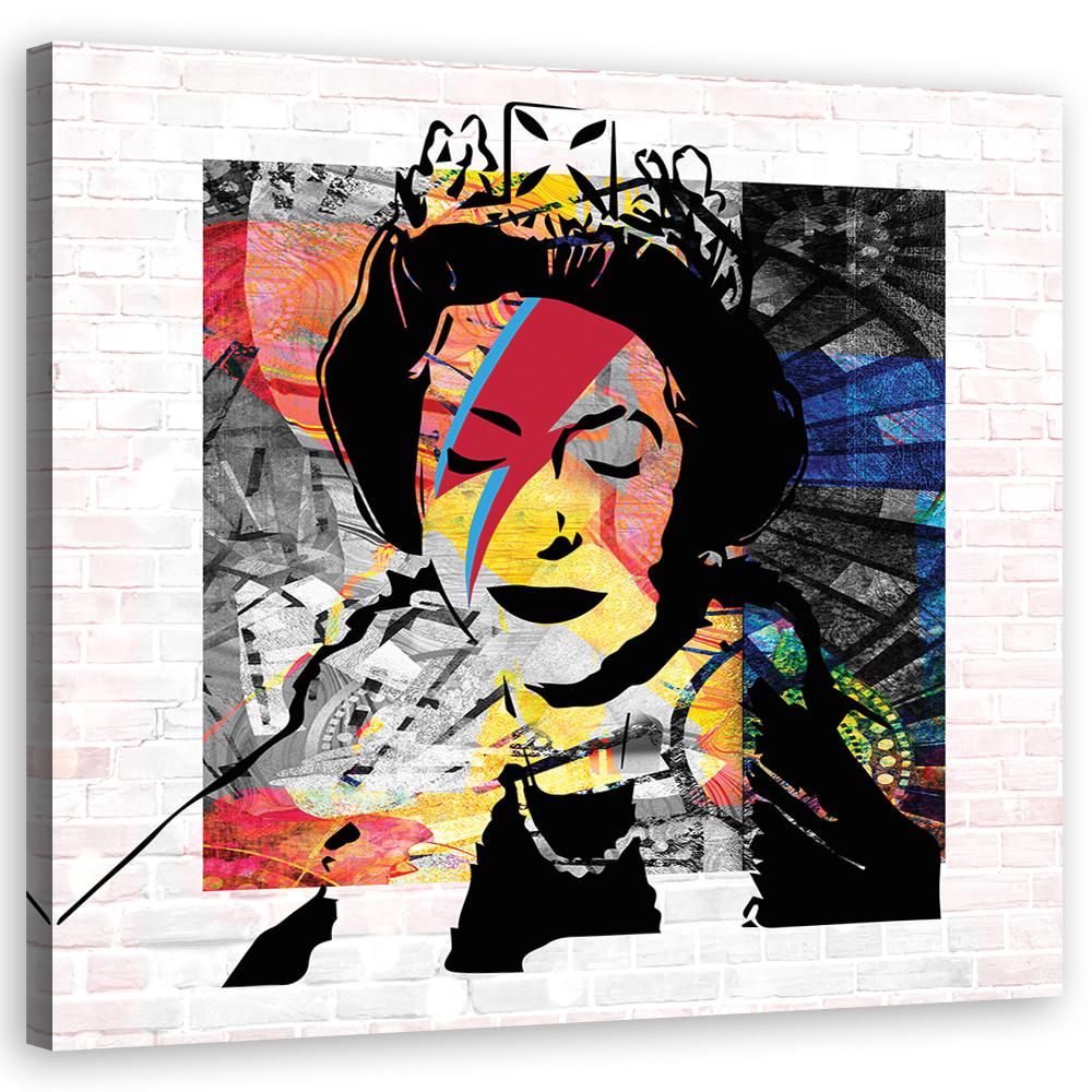WANDBILD banksy queen of england - Multicolor, Textil (40/40cm) - Feeby