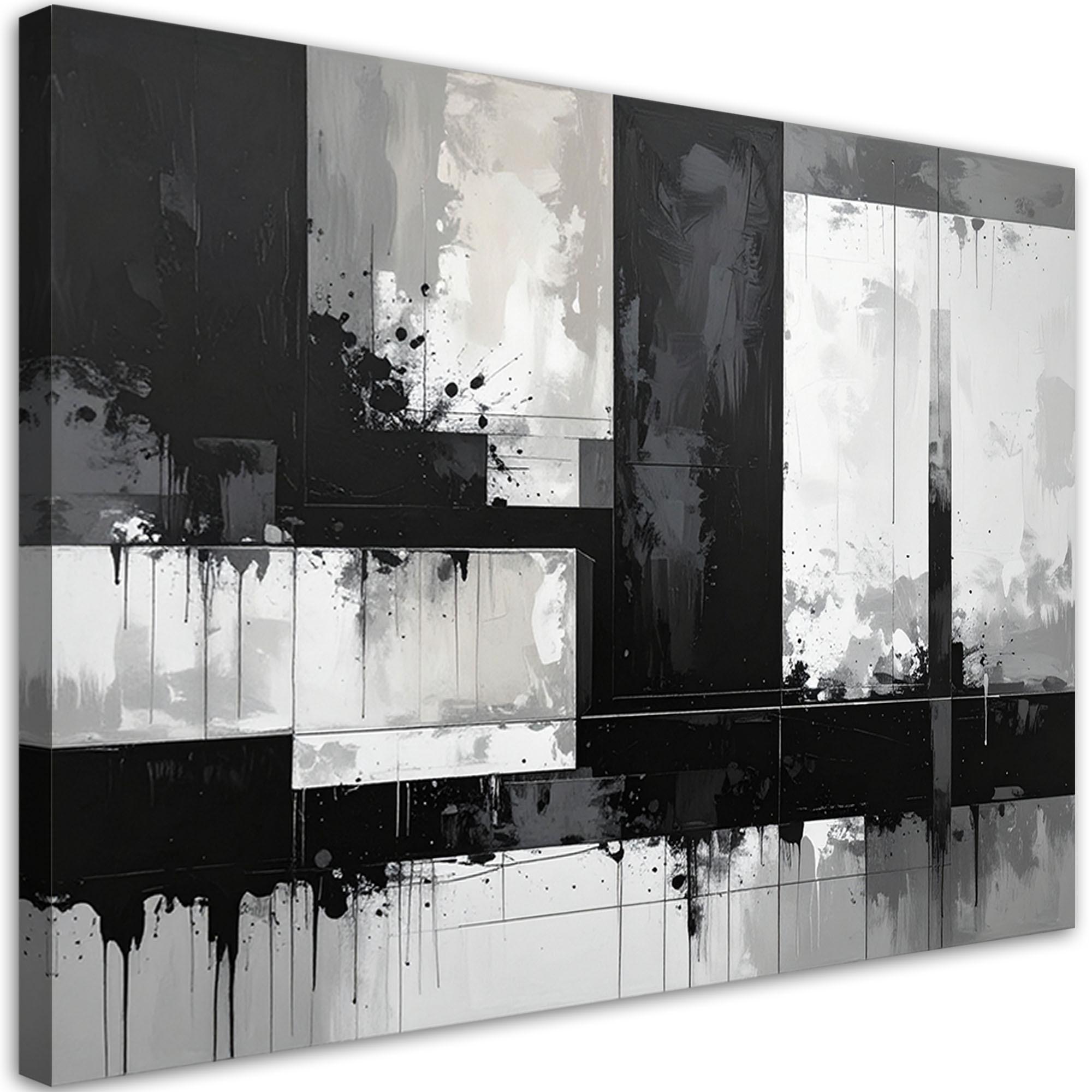 WANDBILD, Schwarz weiße moderne Abstrakt - Schwarz, Textil (45/30cm) - Feeby