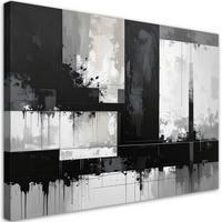 WANDBILD, Schwarz weiße moderne Abstrakt - Schwarz, Textil (45/30cm) - Feeby