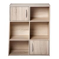 AUFBEWAHRUNGSREGAL 6 Fächer mit 2 Türen - L61,5 cm - Apfelbaumfarben, Holzwerkstoff (29.5/80/61.5cm) - Calicosy