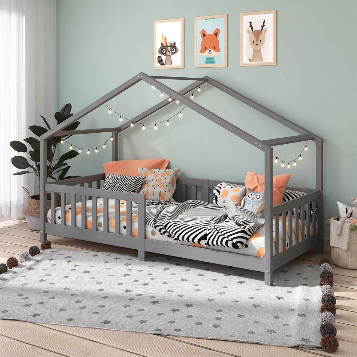 HAUSBETT LISAN 90x200 cm grau - Grau, Holz (96/138/206cm) - IDIMEX