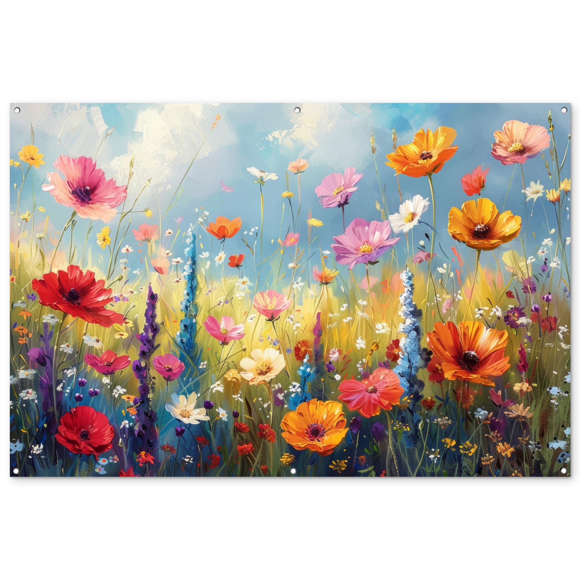 GARTENPOSTER Blumen - Natur - Botanik - Kunst Poster für draußen 180x120 cm - Hellblau, Kunststoff (180/120/0.2cm) - OnlyWow