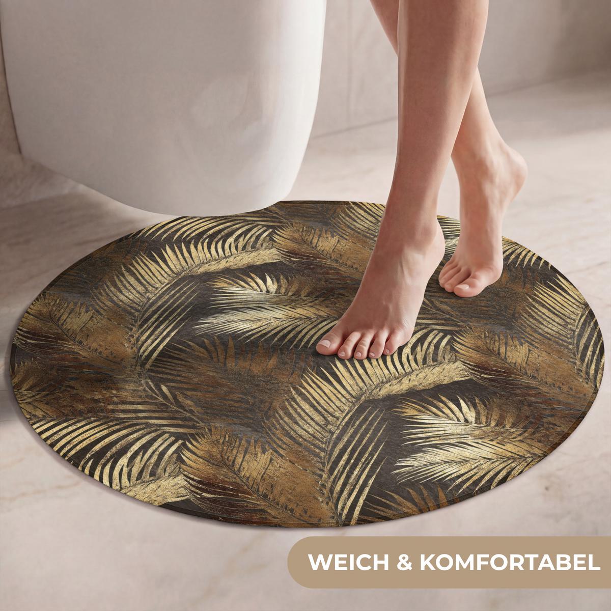WC-VORLEGER Tropisch - Blätter - Gold Toilettenteppich 70x70 cm - Goldfarben, Textil (70/1cm) - OnlyWow