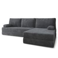 ECKSOFA ANKO modulares Boneless Sofa mit Schlaffunktion Grau Kordstoff - Dunkelgrau, Textil (270/160cm) - MASSENO