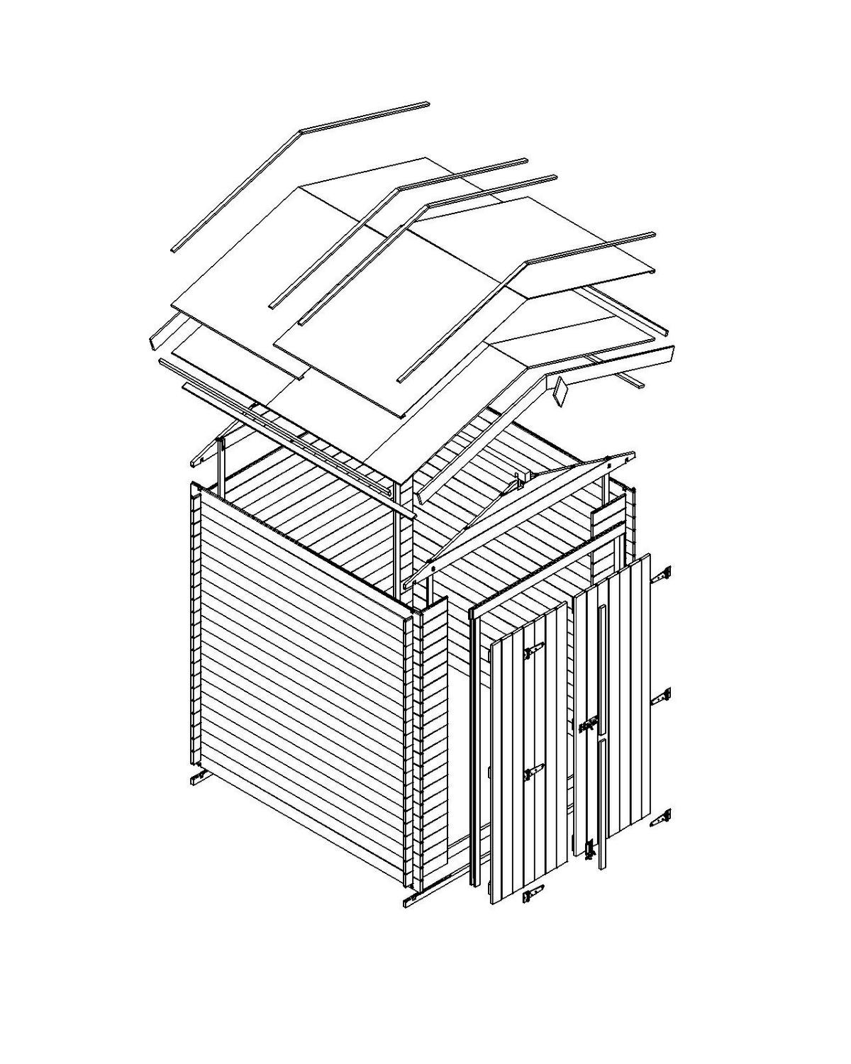 HOLZ-GARTENHAUS 2,82 m² – TIMBELA M320C1 - Naturfarben, Holz (196/218/186cm) - Timbela