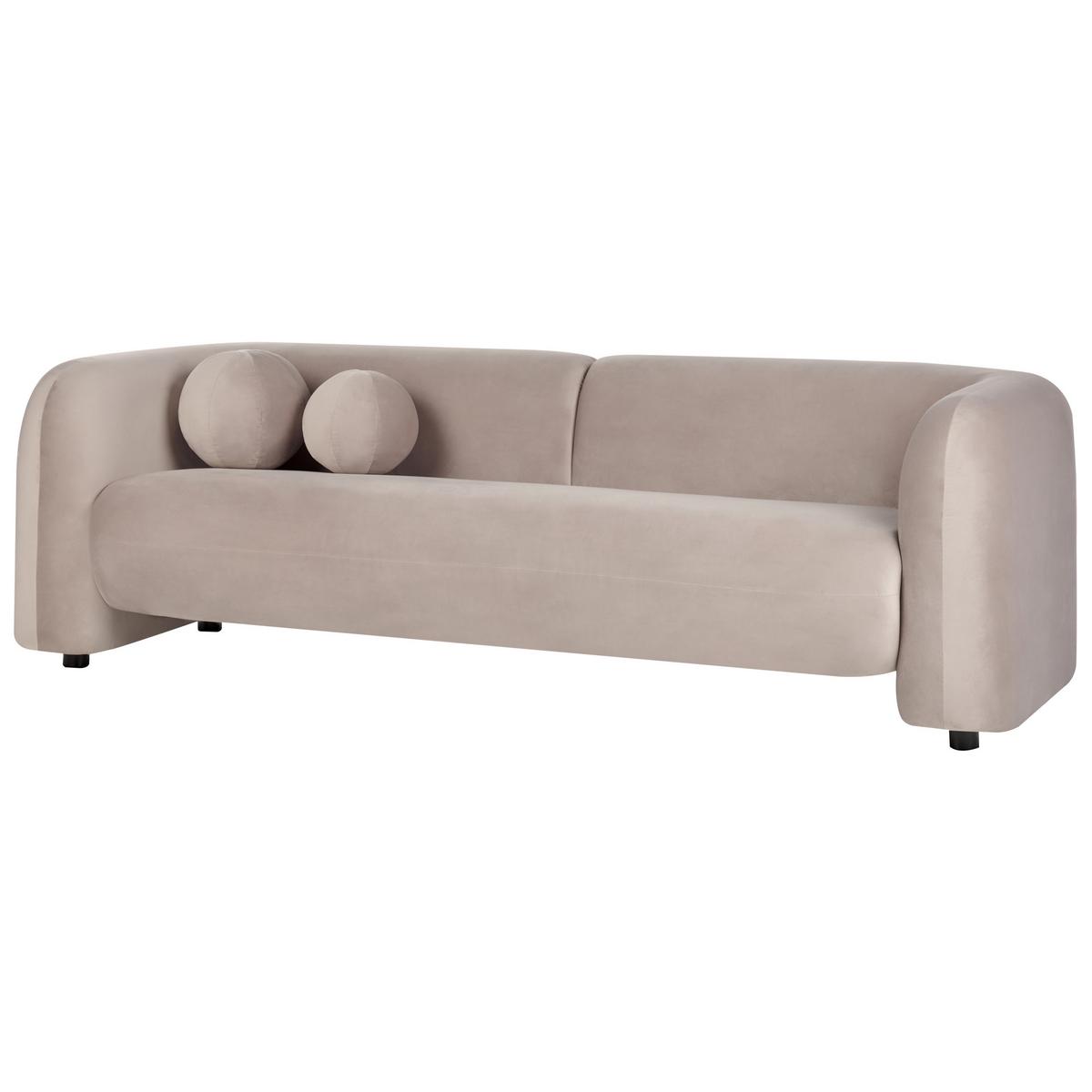 3-SITZER-SOFA Samtstoff taupe Leiren - Taupe, Textil (224/73/83cm) - Beliani