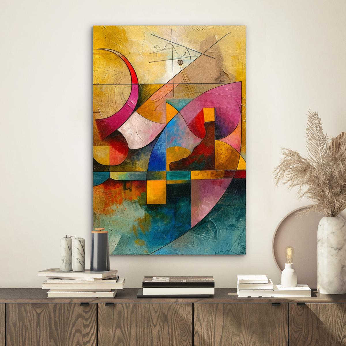 METALLBILD Kunst - Abstrakt - Modern Deko Schlafzimmer 40x60 cm - Gelb, Metall (40/60cm) - MuchoWow