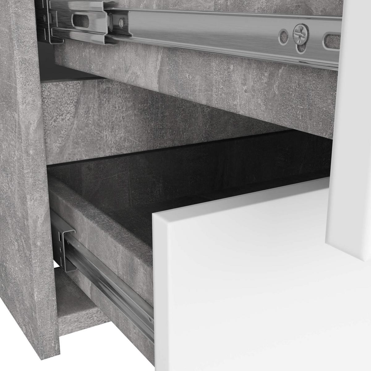 KOMMODE Beton, Weiß 57/100/35 - Weiß, Holzwerkstoff (100/57/35cm) - RAUMHIRSCH FURNITURE