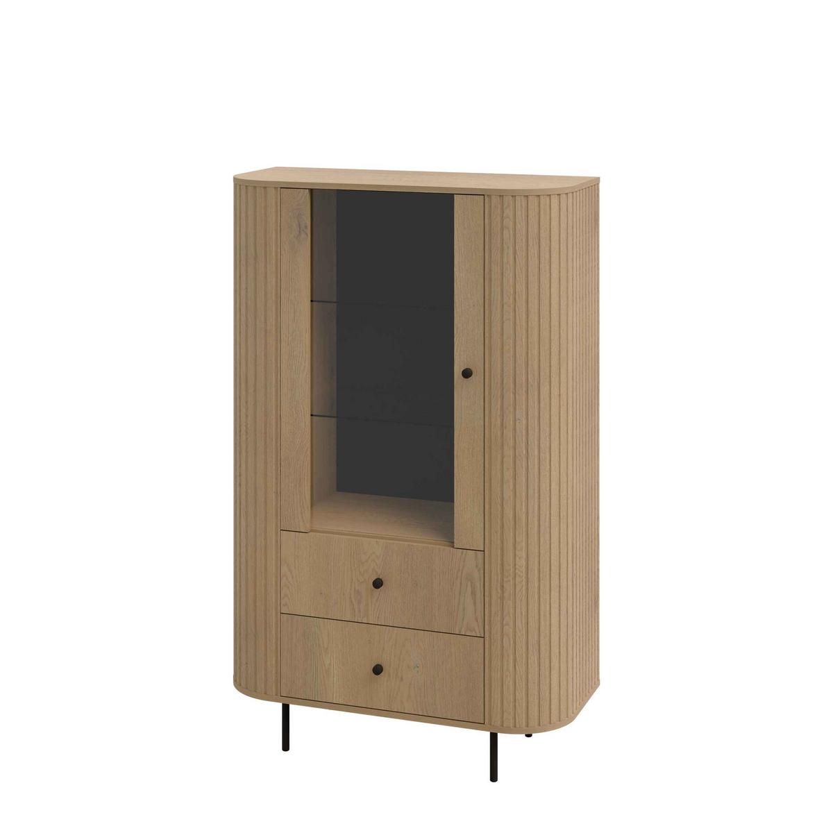 VITRINE BOLLA 155 / 97,4 cm in Eichefarben - Eichefarben, Holzwerkstoff (97.4/155/42.3cm) - MASSENO