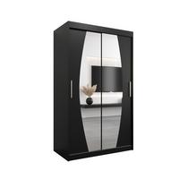 SCHWEBETÜRENSCHRANK 200/120/62 2-türig - Silberfarben/Schwarz, Holz/Kunststoff (120/200/62cm) - MÖBEL KRYSPOL