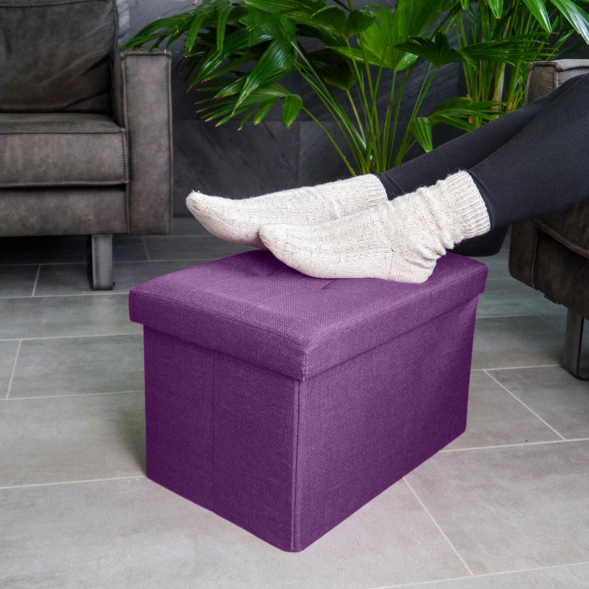 SITZBANK Faltbar mit Stauraum 49/30/30 cm (Lila) - Lila, Textil (30/30/49cm) - Intirilife