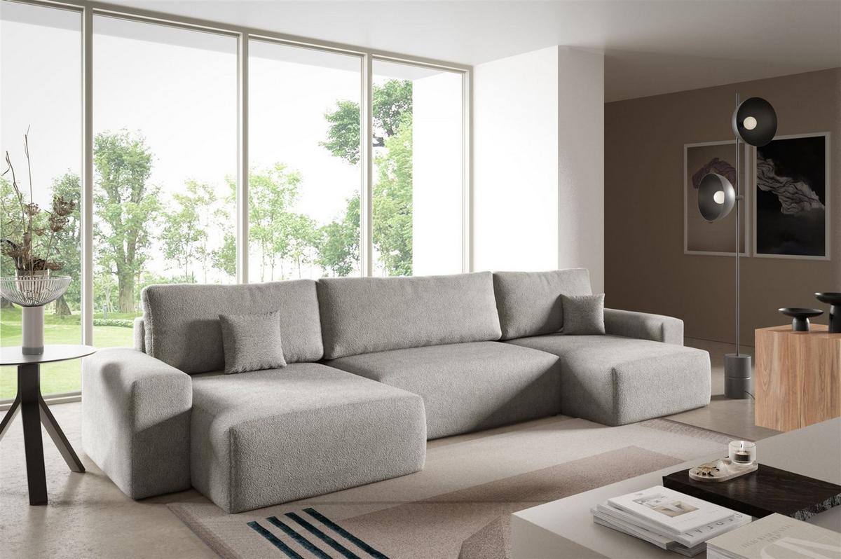 WOHNLANDSCHAFT Arona - Beige, Holzwerkstoff/Textil (398/70/148cm) - Fun Möbel