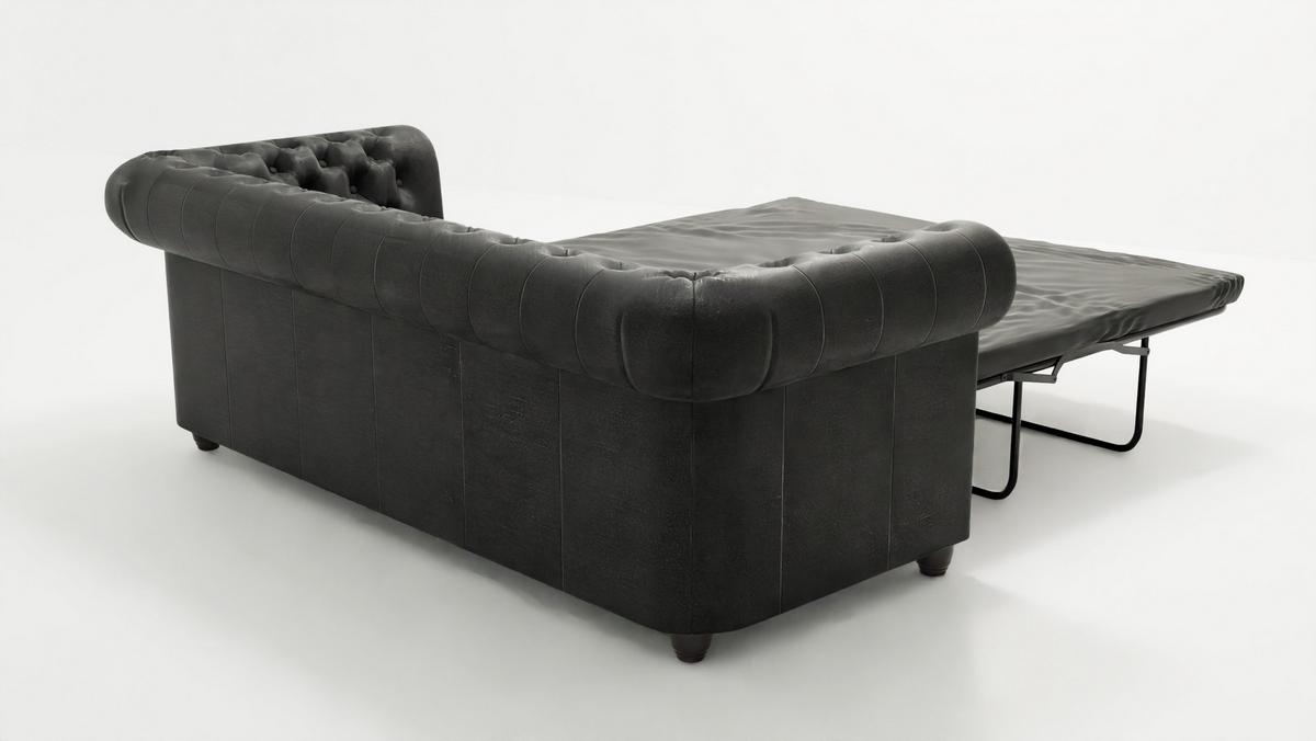 CHESTERFIELD-SOFA 3-sitzer mit Schlaffunktion Flux Anthrazit Microfaser Vintageoptik - Anthrazit/Braun, Holz/Textil (203/72/86cm) - S-Style Möbel