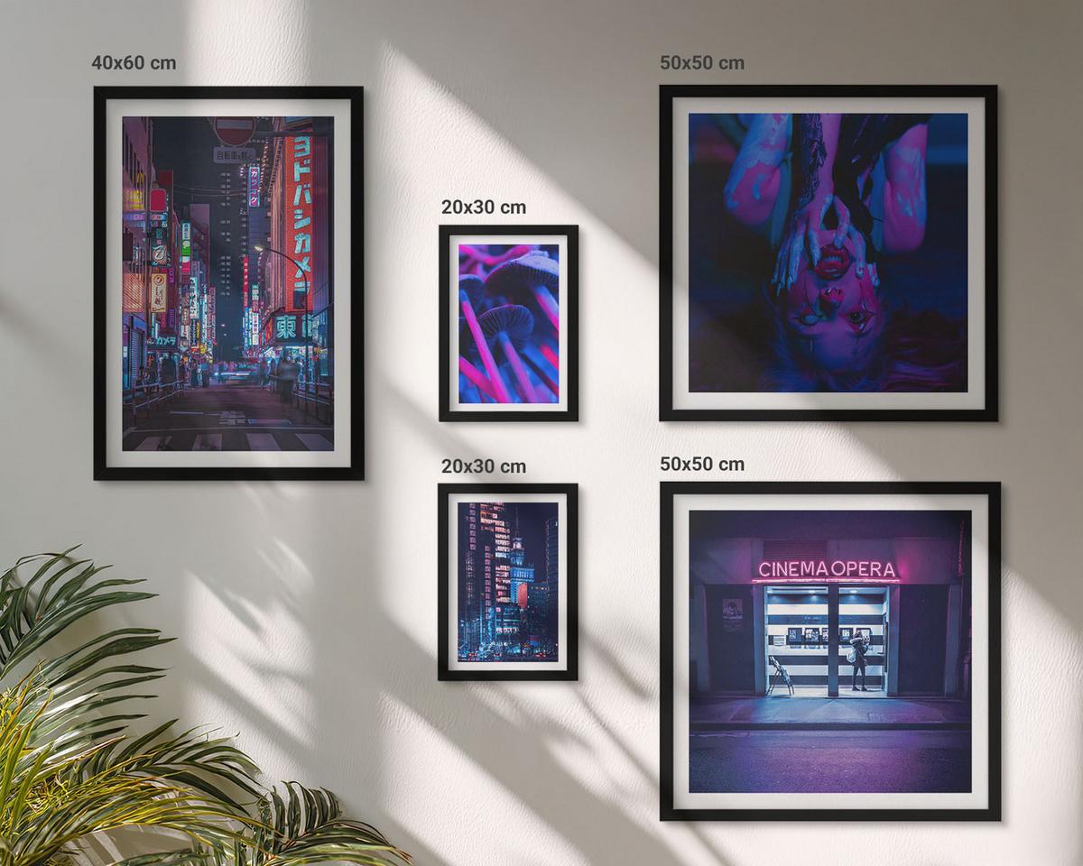 BILDER SET 5er Set - 50x50 cm & 20x30 cm & 40x60 cm Schwarzer Rahmen - Kosmische Sternenlandschaften - Schwarz, Kunststoff (40/60cm) - TULUP