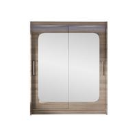 SCHWEBETÜRENSCHRANK Westa XII, mit RGB LED Beleuchtung - Silberfarben/Trüffeleichefarben, Holzwerkstoff/Metall (150/200/58cm) - MIRJAN24