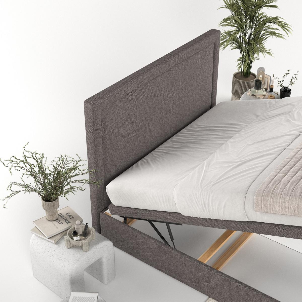 POLSTERBETT Salma mit Stauraum 200/200 cm Braun im Megan Stoff - Schwarz/Braun, Holz/Holzwerkstoff (200/200cm) - AltaBeds
