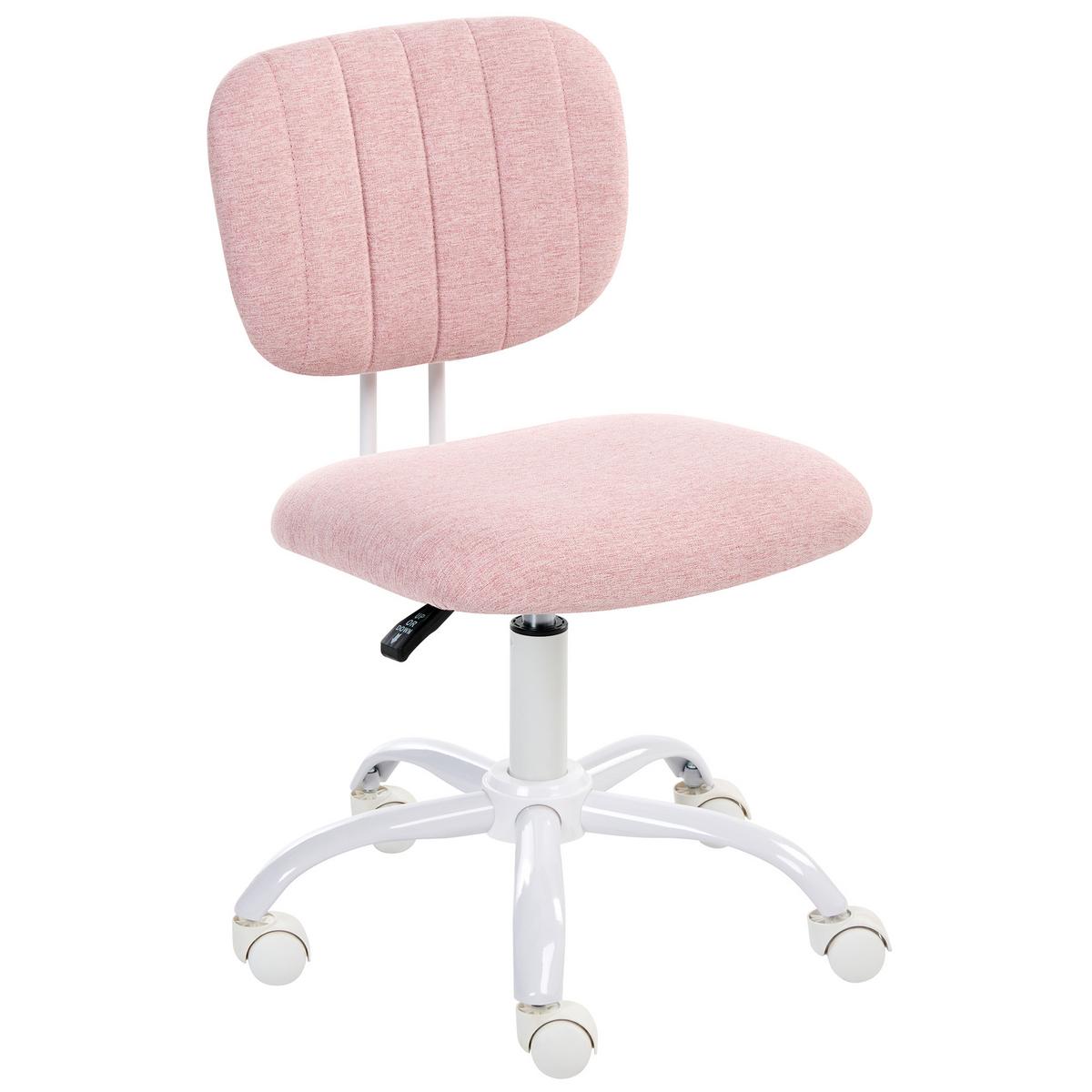 SCHREIBTISCHSTUHL Stoff Rosa Bubbly - Pink/Weiß, Textil/Metall (52/78/52cm) - Beliani