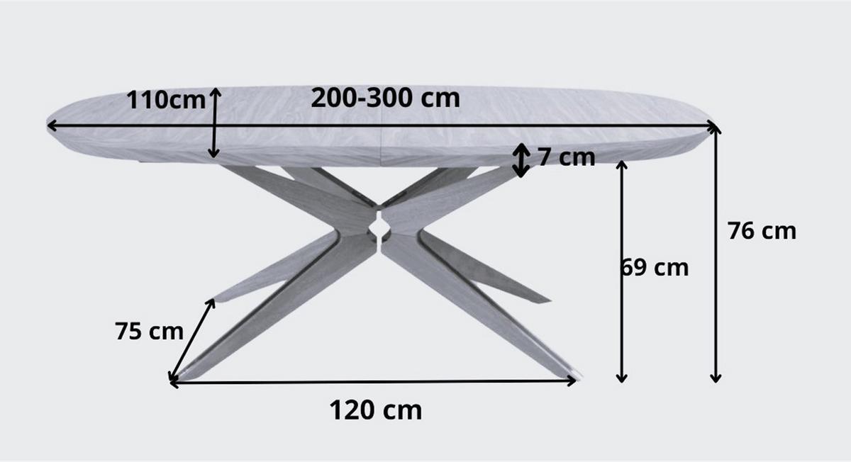 ESSTISCH BASTION Ausziehbar 200 - 300 / 110 x 76 cm - Braun, Holz (200/110/76cm) - MASSENO