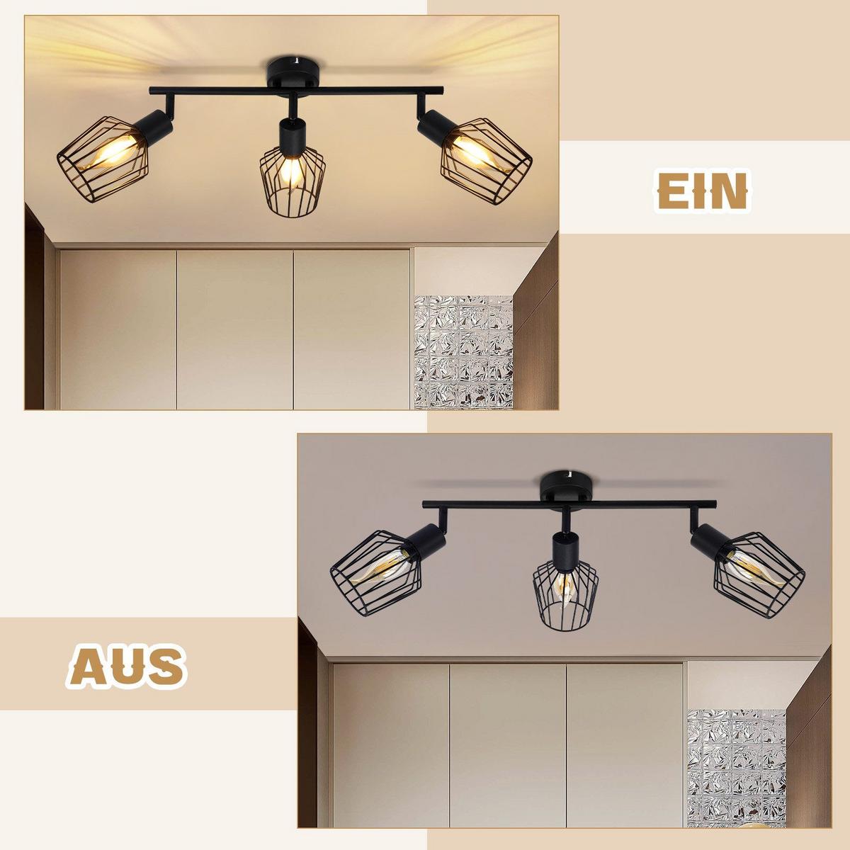 DECKENSTRAHLER Franziska 3-flammig 46/10/10 cm - Schwarz, Metall (46/10/10cm) - Nettlife