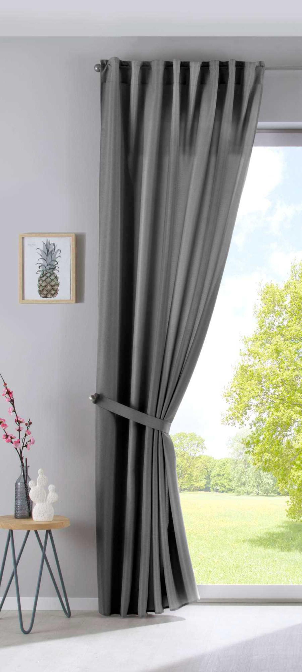SCHLAUFENGARDINE 2ER SET »Jena« HxB 145x140 cm Grau - Grau, Textil (140/145cm) - Gardinenbox