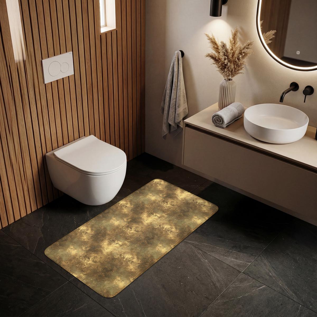 BADEMATTE Antik - Metallic-Look - Gold 120x60 cm - Goldfarben, Textil (120/60cm) - OnlyWow