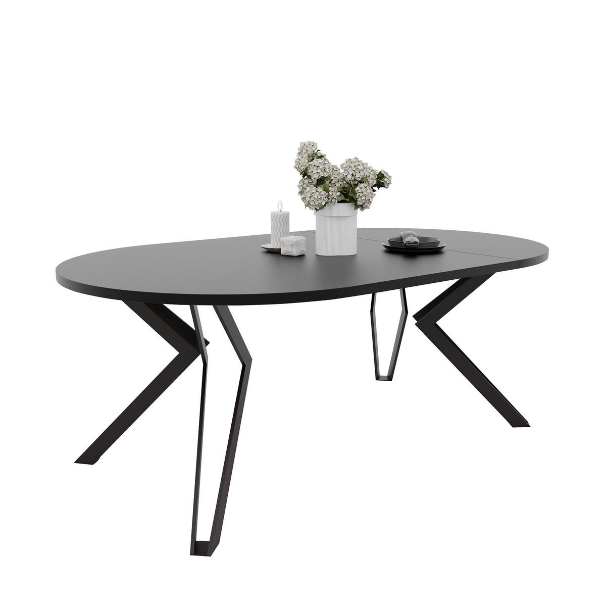 ESSTISCH ausziehbar aus MDF, Schwarz - Schwarz, Holzwerkstoff (120/120/76cm) - Idohome