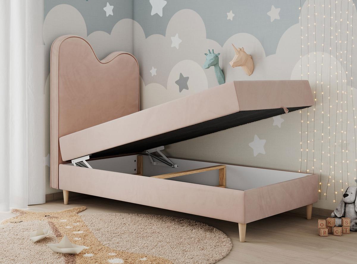 BOXBETT FLOW 90/180 Rosa Velvet - H3 - Rosa, Holz/Textil (90/180cm) - MKS