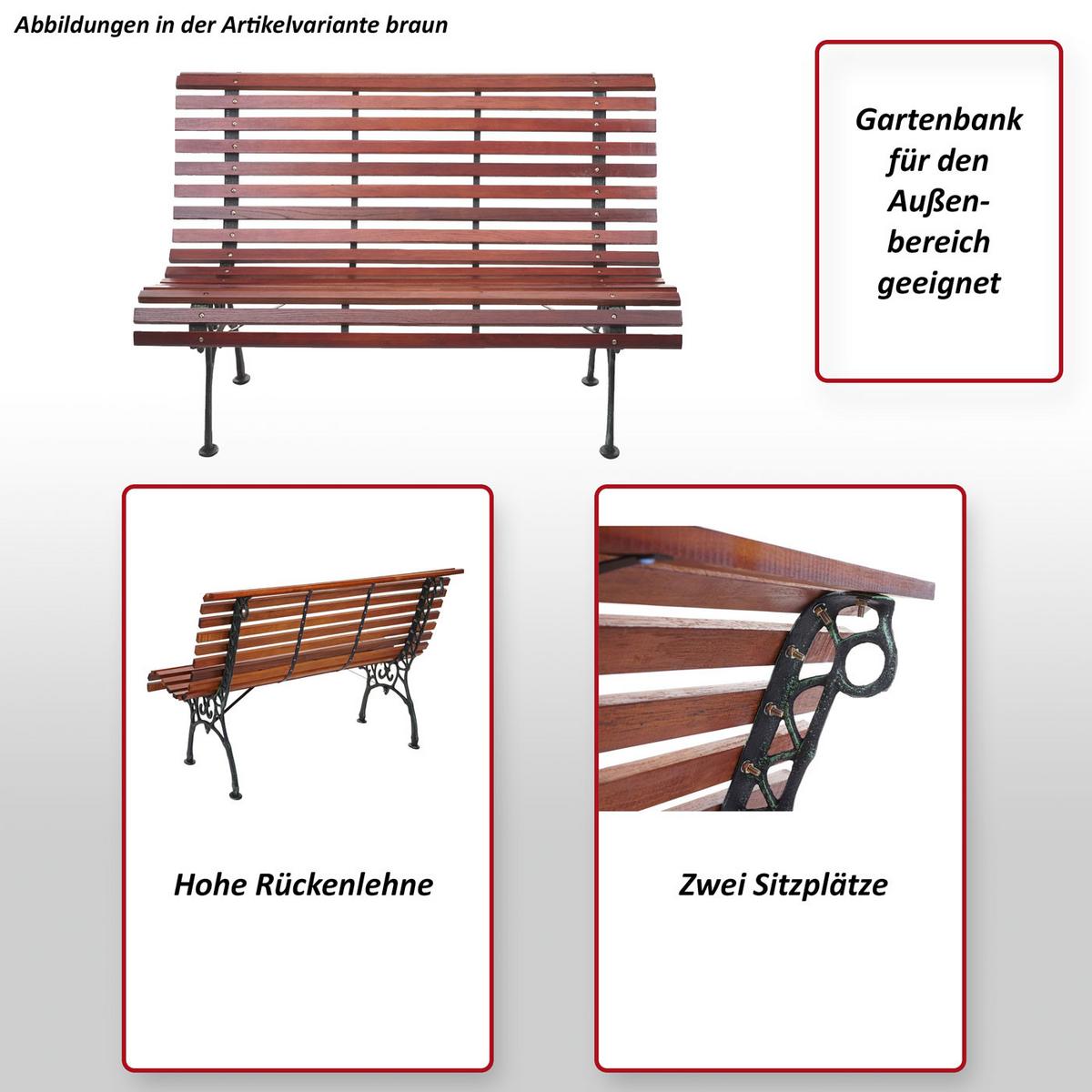 GARTENBANK Schwarz, Teak Dekor - Schwarz/Teakfarben, Holz (122/80/70cm) - MCW