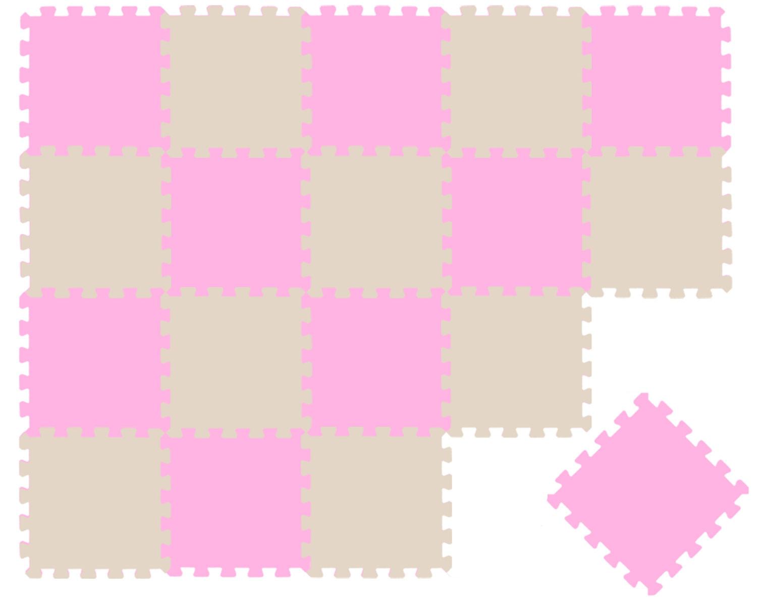 SPIELMATTE ab Null - 180/90/1 cm Puzzlematte Beige - Pink/Beige, Kunststoff (30/30cm) - Littletom