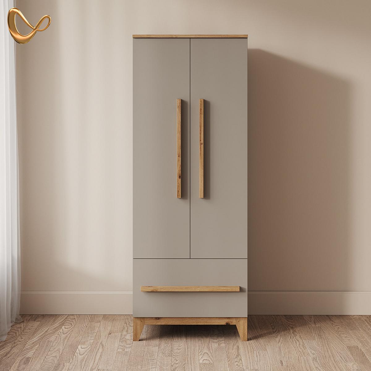 KINDERKLEIDERSCHRANK Mailo Cashmere/Artisan 70 x 186.8 cm mit Sitzbank - Kaschmir/Eiche Artisan, Holzwerkstoff (70/186.8/53.4cm) - Livinity®