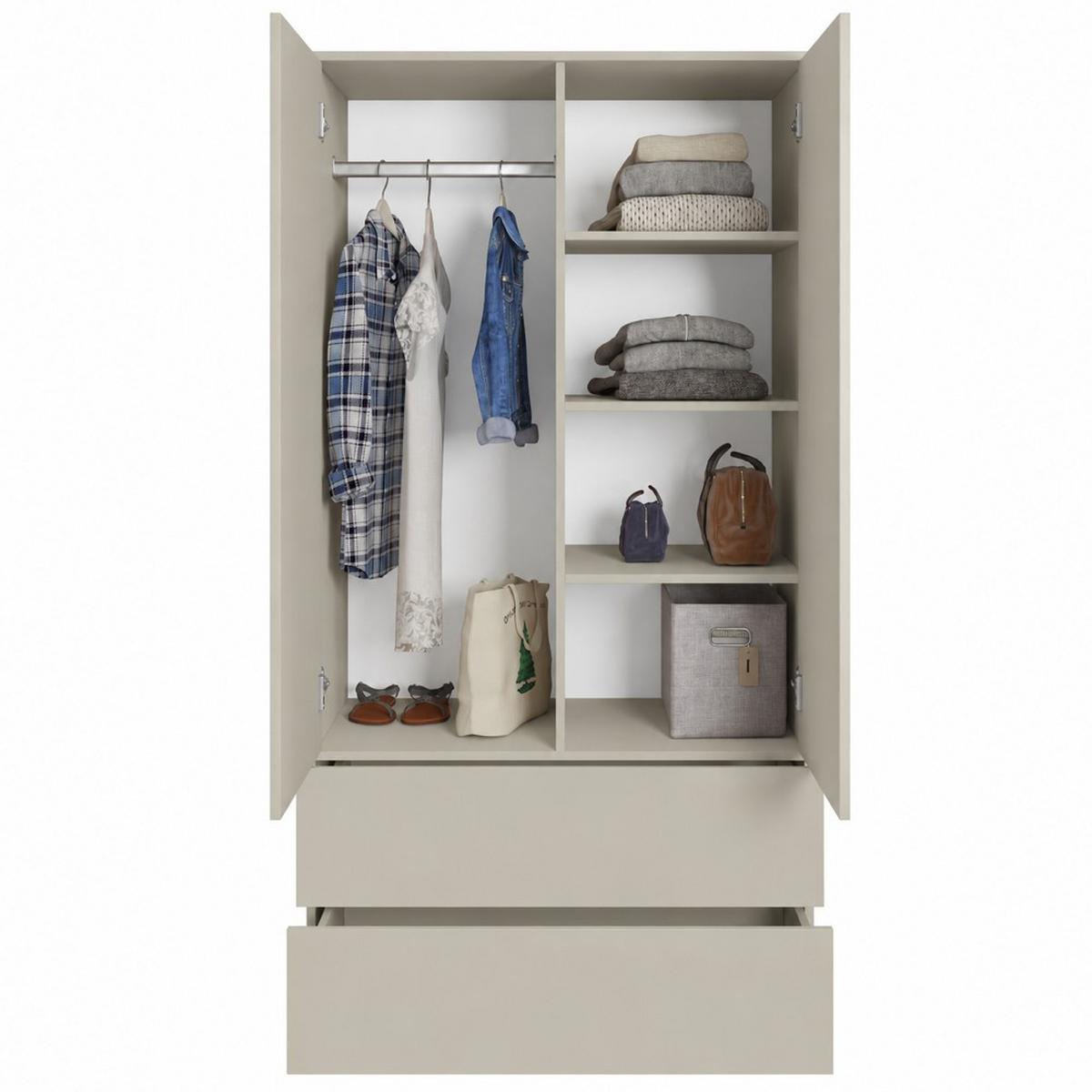 DREHTÜRENSCHRANK Classic mit 2 Türen, mit Schubladen, 90 cm, Kaschmir - Kaschmir, Textil (90/180/50cm) - Beautysofa