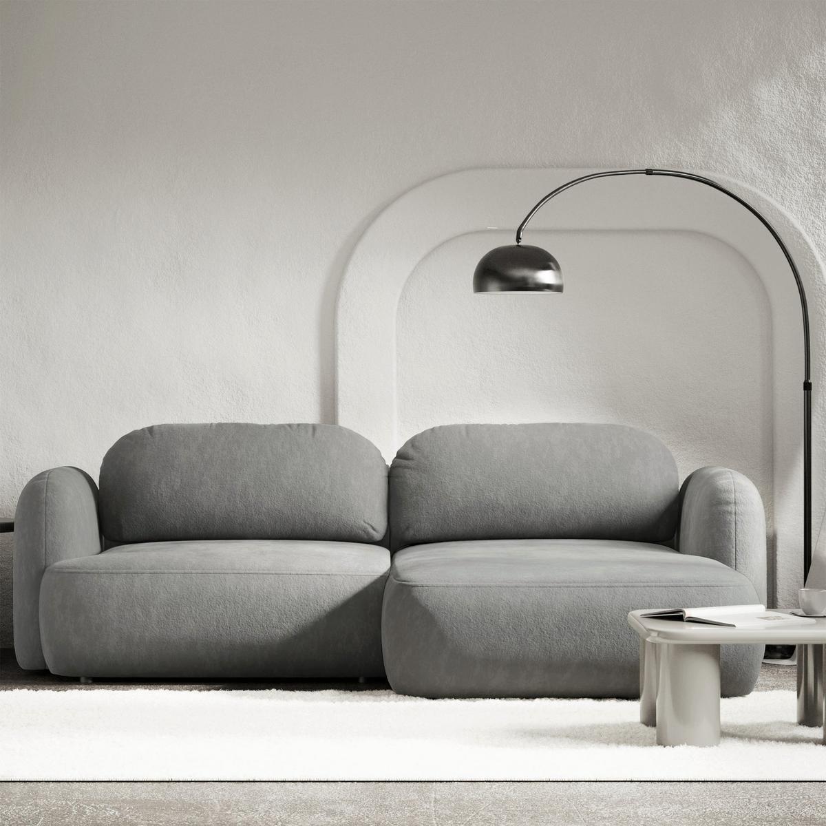ECKSOFA Tvoya graues Chenille - Schwarz/Grau, Kunststoff/Textil (175/267cm) - Selsey
