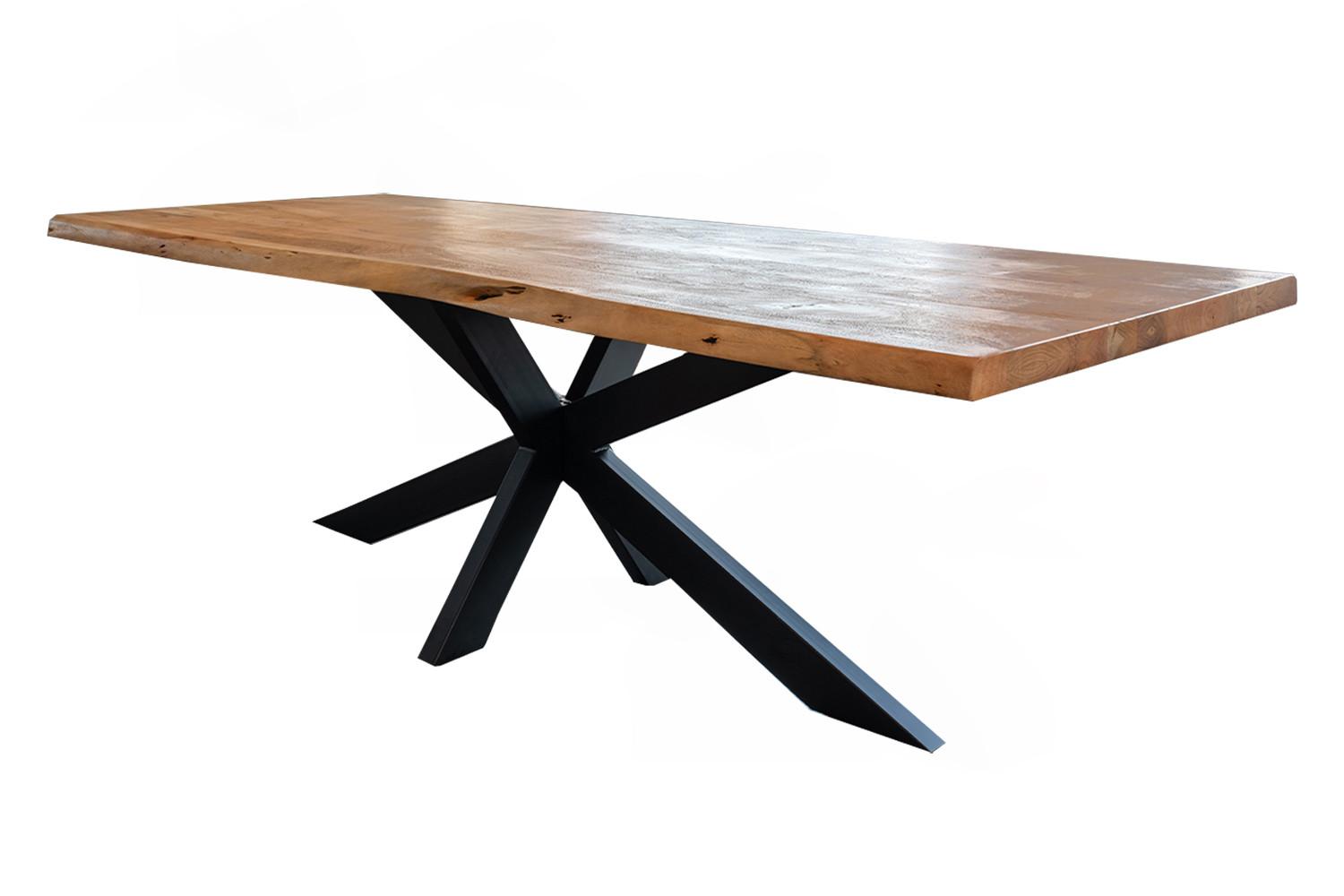 ESSTISCH MIT BAUMKANTE SELVA Braun Akazie - Schwarz/Braun, Holz/Metall (100/200/78cm) - KAWOLA