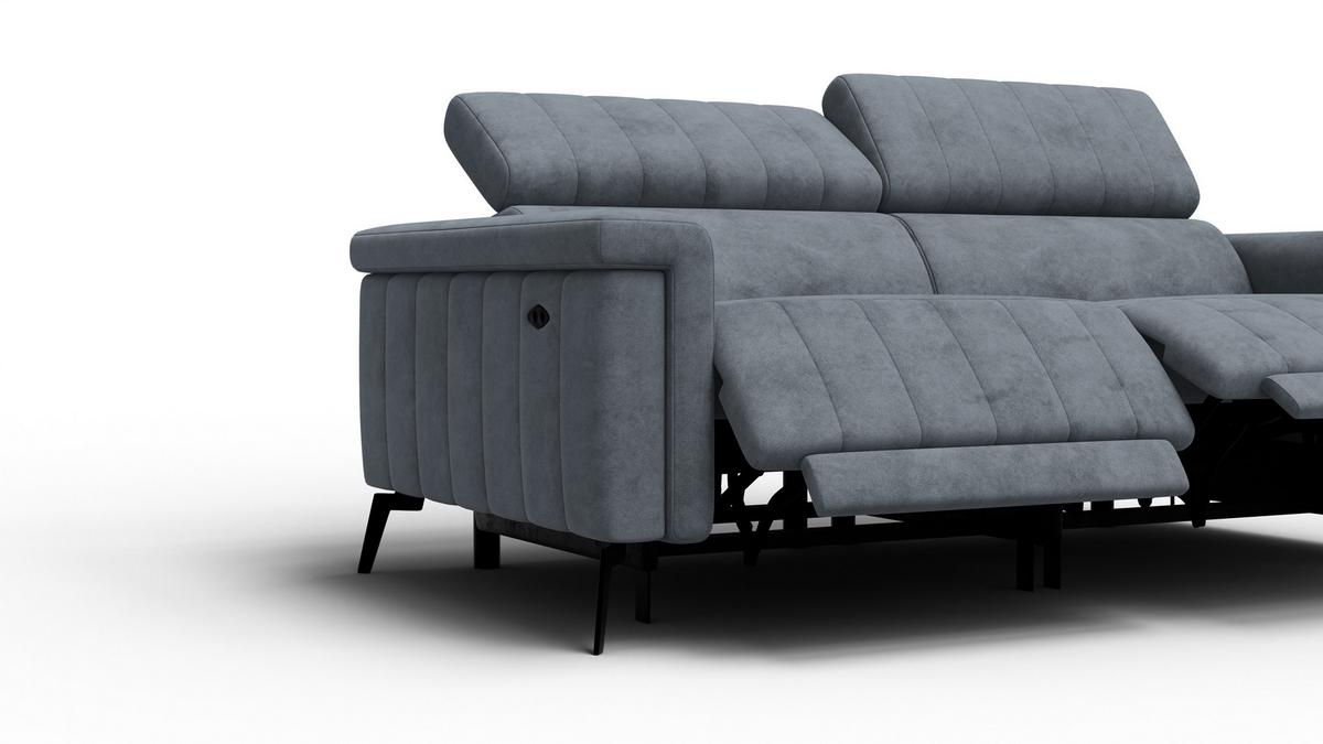 RELAXSOFA NORDEL 3-Sitzer, dunkelgrau - Dunkelgrau/Schwarz, Holz/Textil (194/80/105cm) - Wozimo