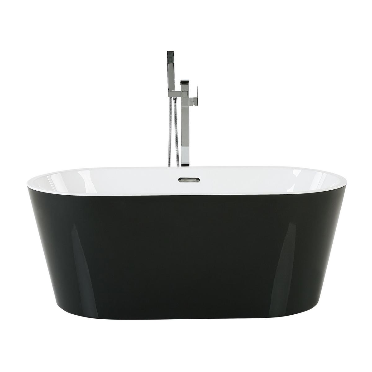 BADEWANNE FREISTEHEND 75x150x58 cm schwarz Havana - Schwarz, Kunststoff (75/58/150cm) - Beliani