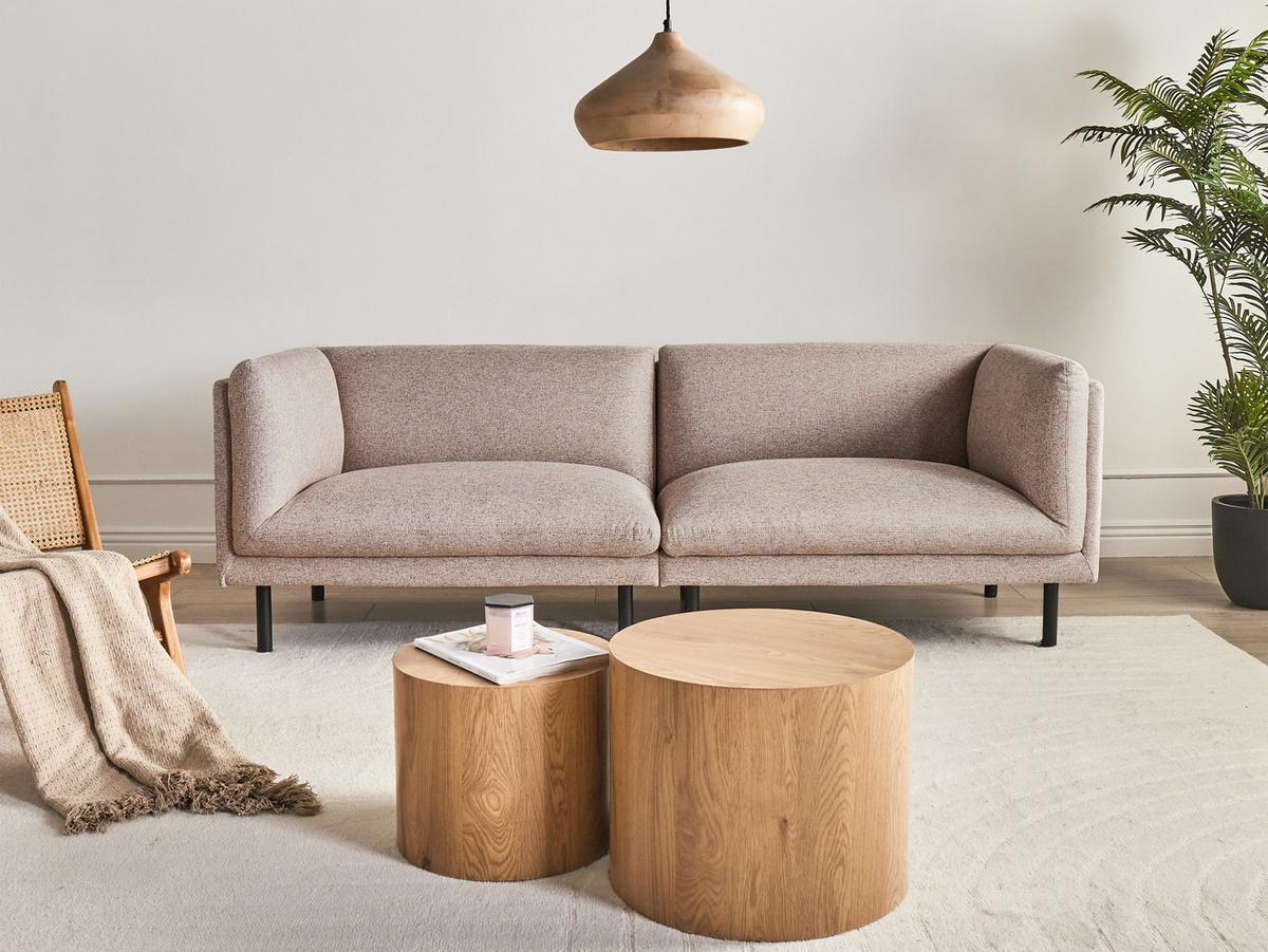 3-SITZER-SOFA Stoff Hellbraun Vorgod - Hellbraun, Textil (221/76/85cm) - Beliani