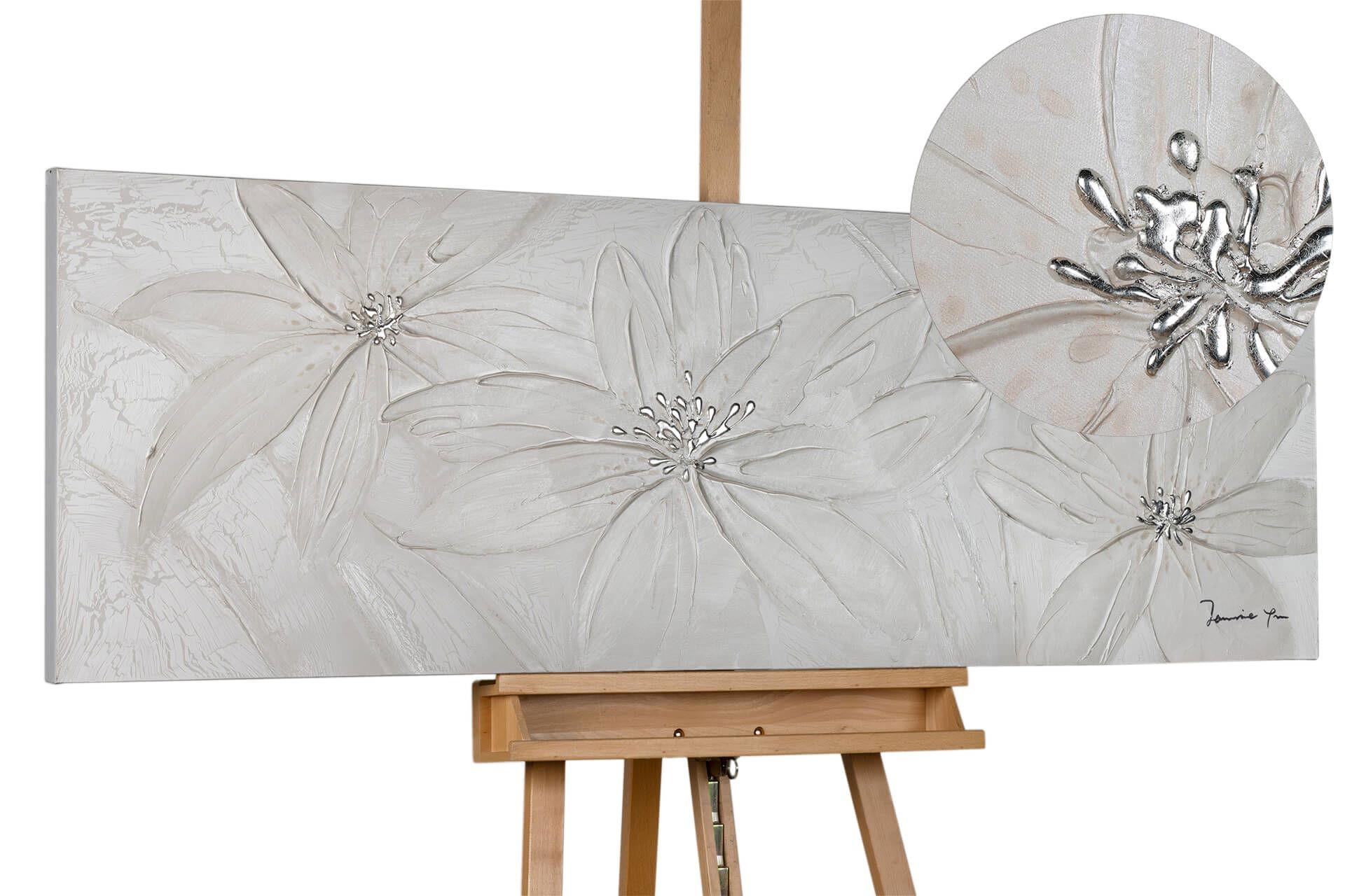 ACRYLBILD HANDGEMALT 150/50 cm - Beige/Weiß, Holz/Textil (150/50cm) - KUNSTLOFT
