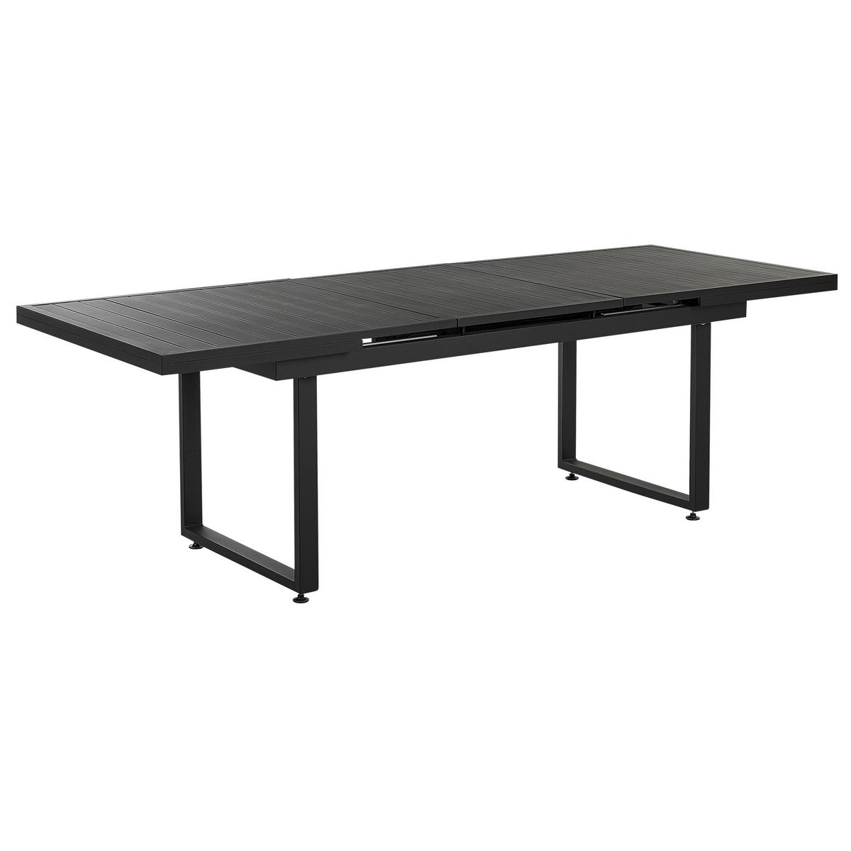 GARTENMÖBEL SET 8-Sitzer Aluminium schwarz Auflagen grau Valcanetto/Taviano - Hellbraun/Schwarz, Metall - Beliani