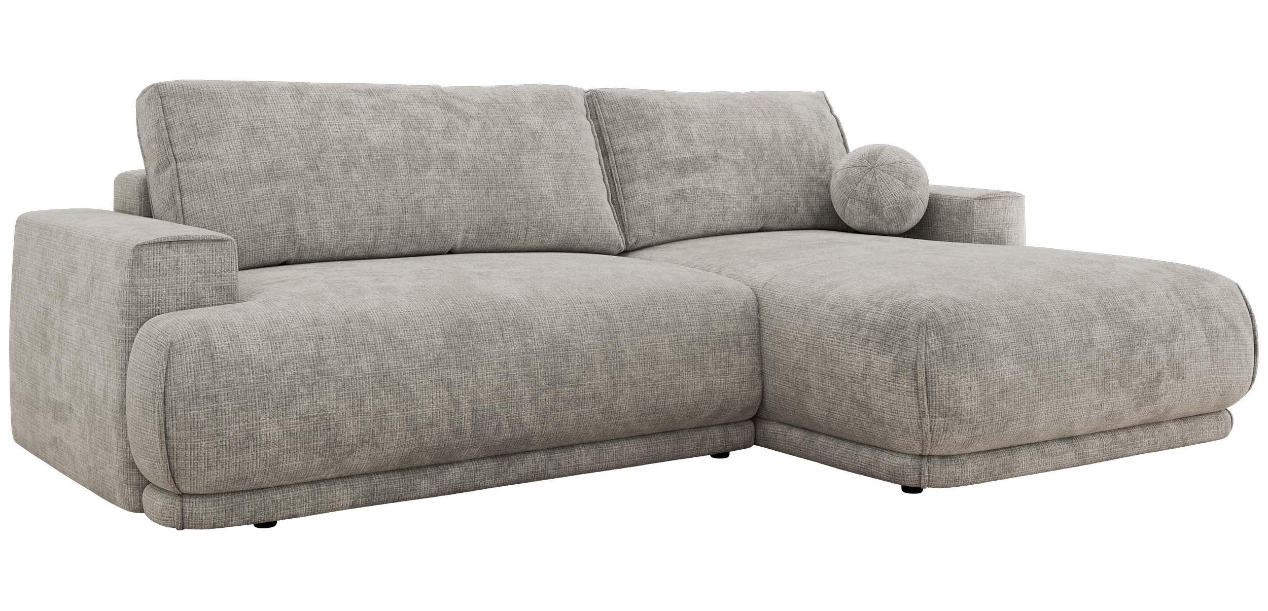 ECKSCHLAFSOFA RINA L Hellgrau Schenille grob gewebt - rechts - Hellgrau/Schwarz, Kunststoff/Textil (170/267cm) - MKS