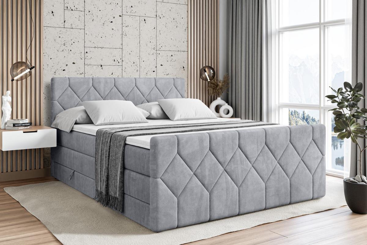 BOXSPRINGBETT CATOR-Z KING - 180x200 - H3/H4 - Hellgrau - Hellgrau, Holzwerkstoff (180/200cm) - ALTDECOR