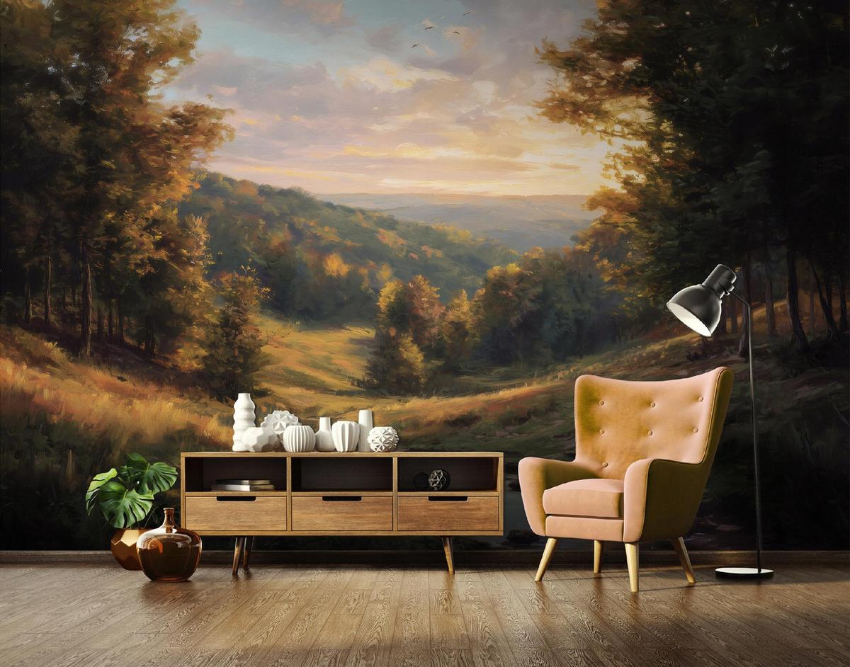 FOTOTAPETE Wald Bäume Beige 300x210 cm - Multicolor, Papier (300/210cm) - Wallarena